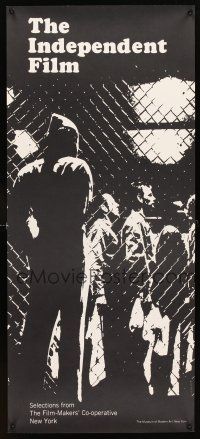 4j494 INDEPENDENT FILM 16x37 museum exhibition '70s image of men behind fence, design by Lannes!