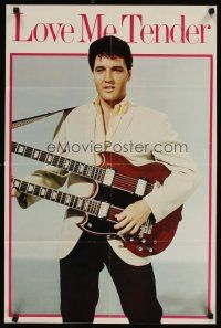 4j553 LOVE ME TENDER 2-sided album insert poster '60s 1st Elvis Presley with guitar, Debra Paget!