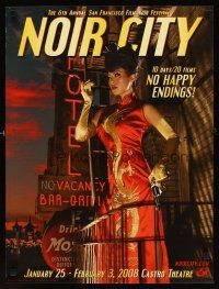 4j021 NOIR CITY film festival poster '08 image of sexy smoking Asian woman with gun!