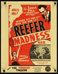 4j144 REEFER MADNESS special 18x23 R72 teens & marijuana, women cry for it, men die for it!