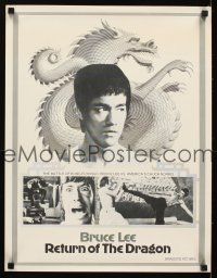 4j145 RETURN OF THE DRAGON special 17x22 '74 Bruce Lee classic, great images of Lee!