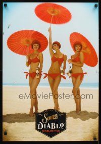 4j482 SAUZA DIABLO DIABLOETTES 18x27 advertising poster '02 malt liquor, sexy girls on beach!