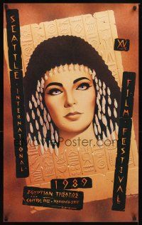 4j022 SEATTLE INTERNATIONAL FILM FESTIVAL film festival poster '89 art of Elizabeth Taylor!