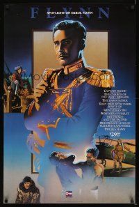 4j677 SPOTLIGHT ON ERROL FLYNN video poster '86 Ciccarelli art of handsome actor in classic roles!