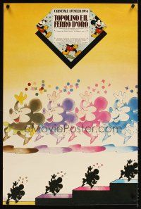 4j023 TOPOLINO E IL FERRO D'ORO Italian film festival poster '84 different art of Mickey Mouse!