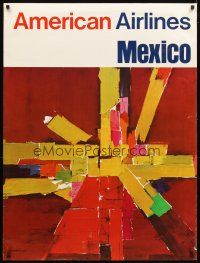 4j289 AMERICAN AIRLINES MEXICO travel poster '60s really cool Gaynor abstract art!