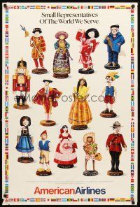4j292 AMERICAN AIRLINES SMALL REPRESENTATIVES OF THE WORLD WE SERVE travel poster '92 cute dolls!