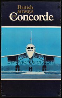 4j417 BRITISH AIRWAYS CONCORDE English travel poster '78 cool image of aircraft on runway!