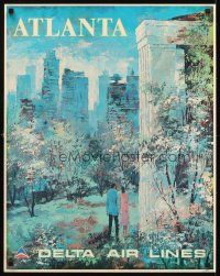 4j314 DELTA AIRLINES: ATLANTA travel poster '70s wonderful colorful art by Jack Laycox!