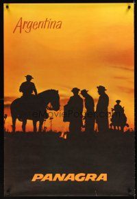 4j444 PANAGRA: ARGENTINA travel poster '60s great image of gauchos at sunset!