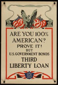 4j174 ARE YOU 100% AMERICAN 20x30 WWI war poster '17 buy U.S. Government bonds, Stern art!