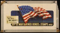 4j215 BUY U.S. WAR SAVINGS BONDS & STAMPS NOW 11x21 WWII war poster '42 wonderful art of flag!