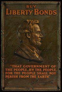 4j175 BUY LIBERTY BONDS 20x30 WWI war poster '17 classic profile image of Abraham Lincoln!
