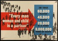 4j187 EVERY MAN WOMAN AND CHILD IS A PARTNER 28x40 WWII war poster '42 high production goals!