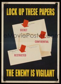 4j230 LOCK UP THESE PAPERS 14x20 WWII war poster '43 protect secrets, the enemy is vigilant!