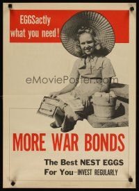 4j234 MORE WAR BONDS 20x28 WWII war poster '43 cute image, eggsactly what you need!