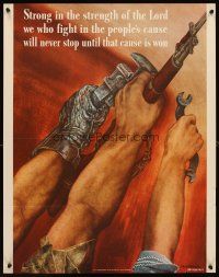 4j244 STRONG IN THE STRENGTH OF THE LORD 22x28 WWII war poster '42 Martin art of fighting hands!