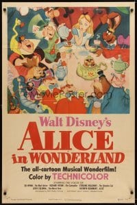 4m001 ALICE IN WONDERLAND style A 1sh '51 Walt Disney Lewis Carroll classic, wonderful art!