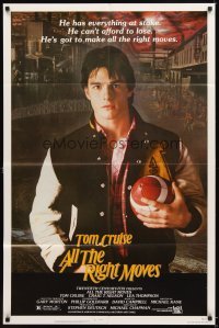 4m033 ALL THE RIGHT MOVES 1sh '83 close up of high school football player Tom Cruise!