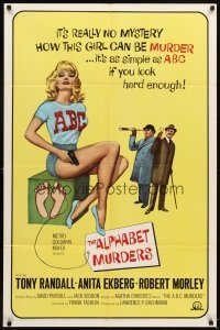 4m039 ALPHABET MURDERS 1sh '66 Tony Randall, sexy Anita Ekberg is murder!