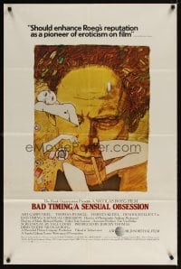 4m059 BAD TIMING 1sh '80 Nicholas Roeg, cool art of Art Garfunkel & sexy Theresa Russell!