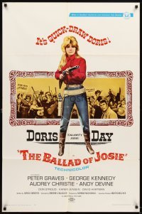 4m062 BALLAD OF JOSIE 1sh '68 great full-length image of quick-draw Doris Day pointing shotgun!
