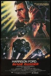 4m092 BLADE RUNNER studio style 1sh '82 Ridley Scott sci-fi classic, art of Harrison Ford by Alvin!