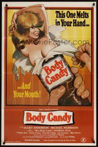 4m099 BODY CANDY video/theatrical 1sh '80 John Holmes, Juliet Anderson, fantastic sexy artwork!