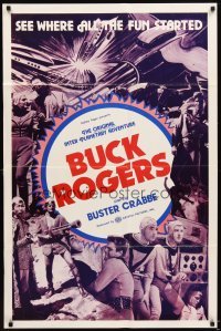 4m118 BUCK ROGERS 1sh R66 Buster Crabbe sci-fi serial, see where all the fun started!