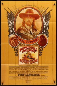 4m120 BUFFALO BILL & THE INDIANS advance 1sh '76 art of Paul Newman as William F. Cody by McMacken!
