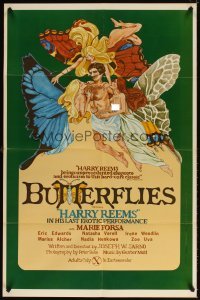 4m130 BUTTERFLIES 1sh '75 Joseph Sarno directed, Harry Reems, sexploitation!