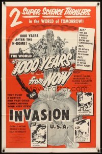 4m140 CAPTIVE WOMEN/INVASION U.S.A. 1sh '56 sci-fi thrillers from world of tomorrow!