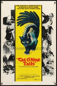 4m147 CAT O' NINE TAILS 1sh '71 Dario Argento's Il Gatto a Nove Code, wild horror art of cat!