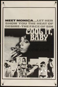 4m183 COOL IT BABY 1sh '67 cool images of sexy smoking Beverly Baum in title role!