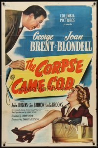 4m186 CORPSE CAME C.O.D. style A 1sh '47 wacky image of sexy Joan Blondell, George Brent!