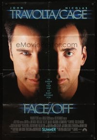 4m270 FACE/OFF int'l advance 1sh '97 John Travolta and Nicholas Cage switch faces, John Woo sci-fi!