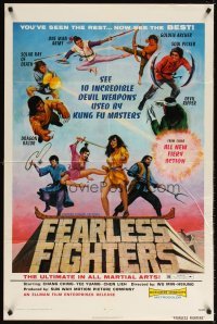 4m282 FEARLESS FIGHTERS 1sh '73 wild art of 10 incredible Kung Fu weapons!