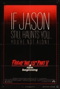 4m317 FRIDAY THE 13th PART V 1sh '85 A New Beginning, Jason haunts you, slasher horror sequel!