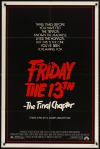 4m316 FRIDAY THE 13th - THE FINAL CHAPTER 1sh '84 Part IV, slasher sequel, Jason's unlucky day!