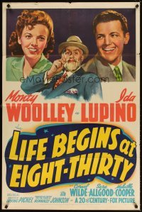 4m471 LIFE BEGINS AT EIGHT-THIRTY 1sh '42 Monty Woolley, Ida Lupino, Irving Pichel!