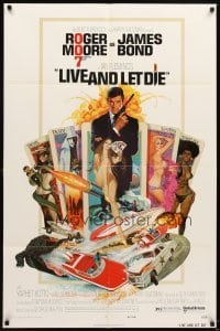 4m475 LIVE & LET DIE 1sh '73 art of Roger Moore as James Bond by Robert McGinnis!