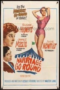 4m525 MARRIAGE-GO-ROUND 1sh '60 Julie Newmar wants to borrow Susan Hayward's husband James Mason!