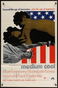 4m539 MEDIUM COOL 1sh '69 Haskell Wexler's X-rated 1960s counter-culture classic!