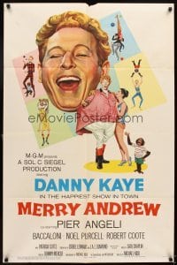 4m544 MERRY ANDREW 1sh '58 art of laughing Danny Kaye, Pier Angeli & chimp!