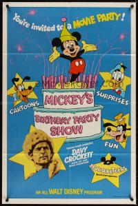 4m547 MICKEY'S BIRTHDAY PARTY SHOW 1sh '78 Davy Crockett, great art of Disney cartoon stars!