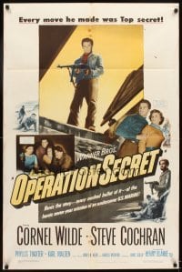 4m644 OPERATION SECRET 1sh '52 Cornel Wilde, Cochran, mission of an undercover U.S. Marine!
