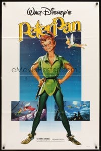 4m677 PETER PAN 1sh R82 Walt Disney animated cartoon fantasy classic, great full-length art!