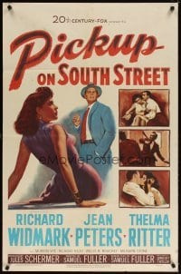 4m682 PICKUP ON SOUTH STREET 1sh '53 Richard Widmark & Jean Peters in Samuel Fuller noir classic!