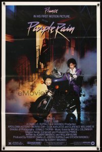 4m711 PURPLE RAIN 1sh '84 great image of Prince riding motorcycle, in his first motion picture!