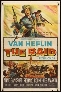 4m720 RAID 1sh '54 art of Van Heflin in Civil War uniform, Anne Bancroft, Richard Boone!